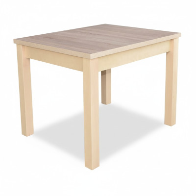 Élégante table à manger avec un dessus en bois de llan de couleur beige dans une salle à manger moderne
