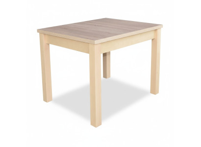 Élégante table à manger avec un dessus en bois de llan de couleur beige dans une salle à manger moderne