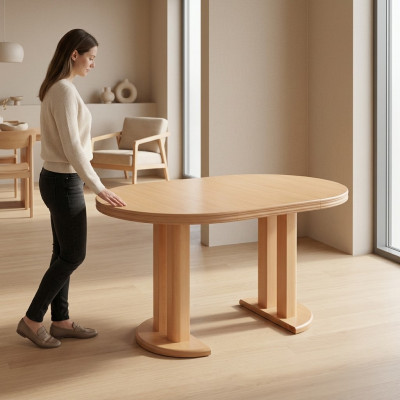 Table à manger Design Bois Table de conférence Table de réunion 90x90 cm Extensible 90x240cm