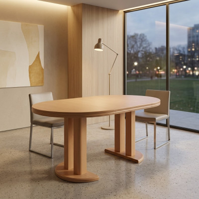 Table à manger Design Bois Table de conférence Table de réunion 90x90 cm Extensible 90x240cm