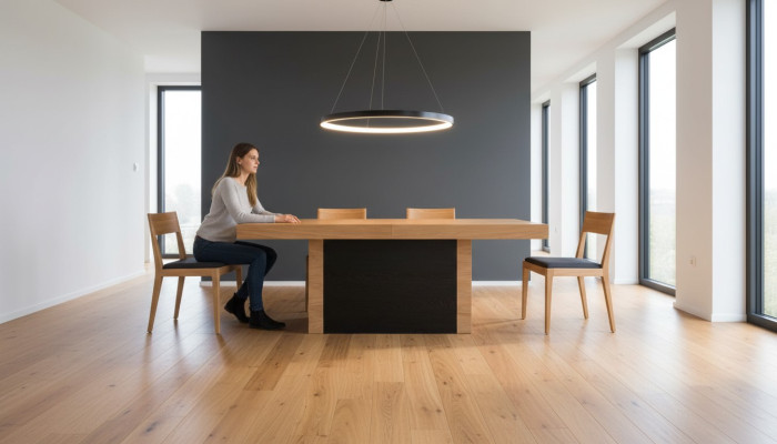 Table de salle à manger de luxe Design Table en bois Meubles Colonnes Table Salle à manger 110x250/490cm