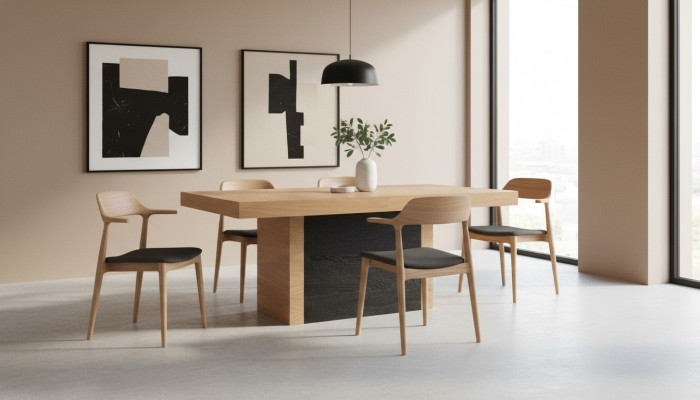 Table de salle à manger de luxe Design Table en bois Meubles Colonnes Table Salle à manger 110x250/490cm