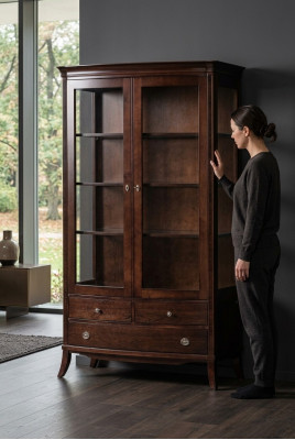 Salle de séjour Meubles Classique Vitrine Bois Verre Vitrine Armoire Vitrines Neuves