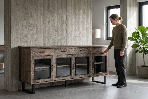 Vitrine Buffet en verre Armoire Commode Armoires hautes Meubles en bois massif Commodes