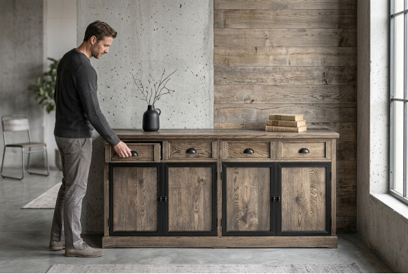 Commode design Buffet Buffet bas Armoire Étagère de salon en bois de luxe