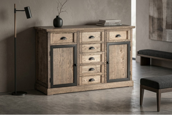 Console en bois brun Table d'appoint Tiroir Étagère Buffet Commode Meubles