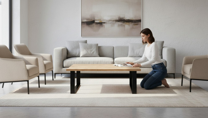 Table basse design Table en verre Table de canapé Table à commander Tables en bois marron Meubles de loft
