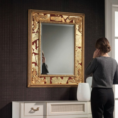 Miroir mural classique r Designer Miroir Baroque Rococo 93x153cm Cadre en bois neuf