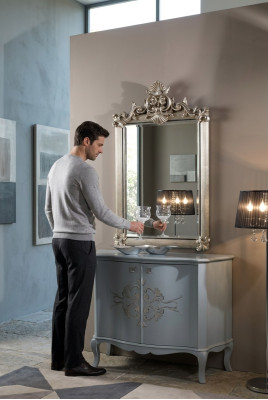 Miroir mural moderne de designer grand, cadre en bois véritable, miroir suspendu, mobilier de luxe.