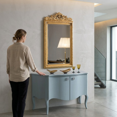 Cadre en verre mur classique r Miroir mural Cadre en bois Meuble miroir neuf 133x81cm