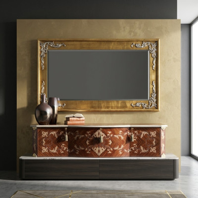 Miroir mural moderne de grand designer Miroir en bois véritable Encadrement miroir suspendu Classique nouveau