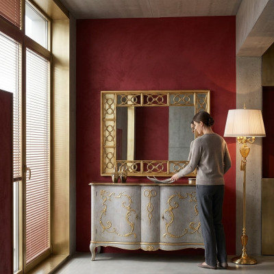 Miroir mural classique r Designer Miroir baroque Rococo 150x114cm Cadre en bois