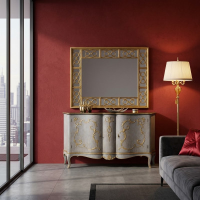 Miroir mural classique r Designer Miroir baroque Rococo 150x114cm Cadre en bois