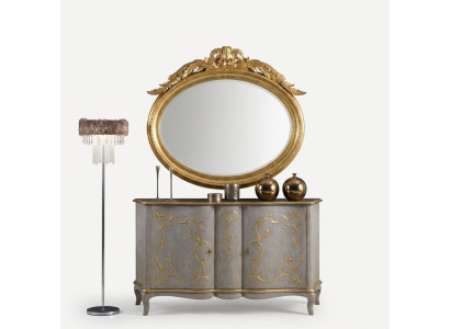 Miroir ovale Miroir mural fait main Cadre en bois Verre Baroque Rococo Or