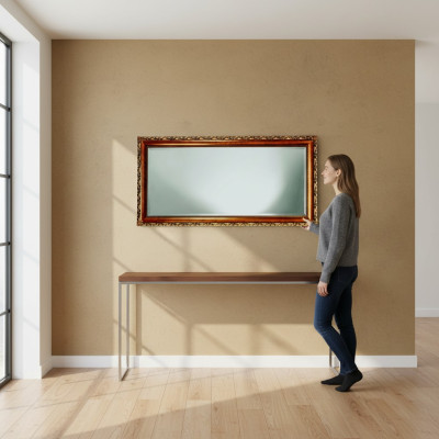 Miroir Bois véritable Cadre en bois fait main Miroir mural Cadre en bois 181x91 Baroque