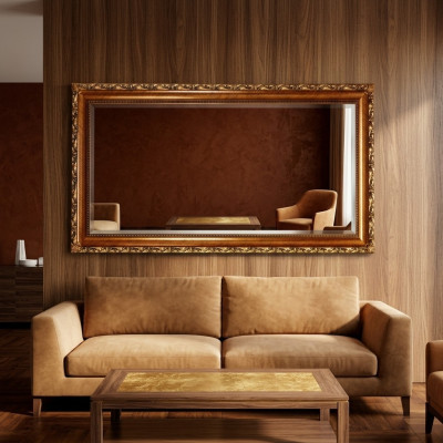 Miroir Bois véritable Cadre en bois fait main Miroir mural Cadre en bois 181x91 Baroque