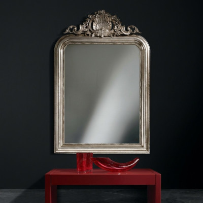 Miroir mural classique r Design Miroir baroque rococo Meubles de luxe Cadre en bois Argent