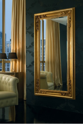 Moderne großer Spiegel Wandspiegel Echter Holzrahmen Hängespiegel Luxusmöbel neu