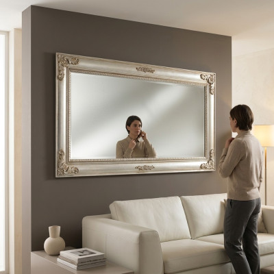 Miroir mural miroir antique Baroque en bois ancien 187x97 Miroir suspendu Cadre de meuble