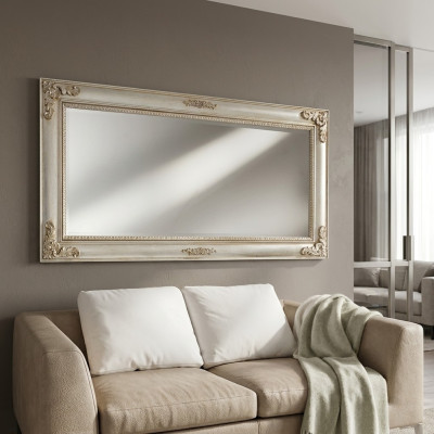 Miroir mural miroir antique Baroque en bois ancien 187x97 Miroir suspendu Cadre de meuble