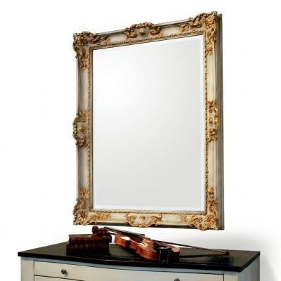 Miroir Miroir mural Concepteur Parquet Salon Salle de bain Bois Design 88x118 Baroque