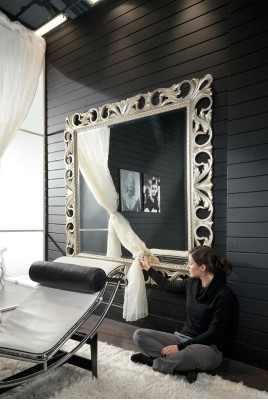 Cadre en bois miroir Miroir mural Classique Design Miroir 192x112 Bois xxl grand