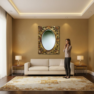 Cadre en bois de miroir Miroir mural design classique r Baroque Rococo Cadre en bois xxl