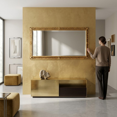 Miroir mural cadre en bois Cadre de miroir Design Rococo Baroque Mobilier de salon nouveau