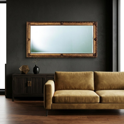 Grand miroir mural xxl de style baroque royal de design de meubles rococo en bois avec cadre de 181x91