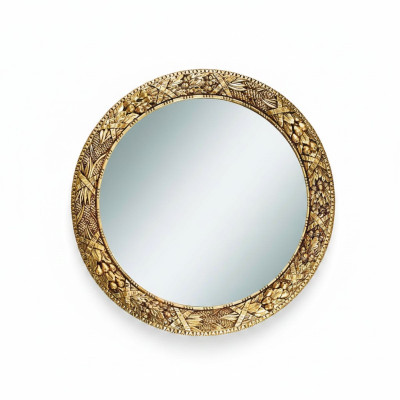 Miroir mural classique en bois Miroir Meubles Baroques Neuf Rond Cadre Rond Mural Nouveau