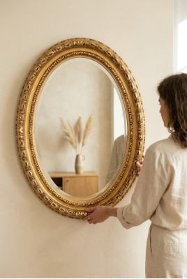 Miroir mural classique par designer Miroir ovale Miroir ovale Baroque Rococo 68x88cm
