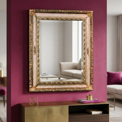 Miroir mural classique avec cadre en bois, Mobilier miroir 94x184 Design Baroque Rococo nouveau