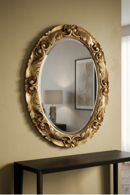 Miroir mural encadré en bois massif moderne et grand, miroir suspendu, meuble de luxe.