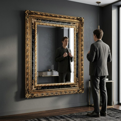 Miroir mural miroir antique miroir sur pied miroir baroque en bois massif 102x192cm neuf