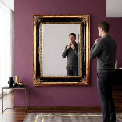 Miroir de mur de miroir de mur de concepteur de r classique Baroque Rococo 96x133cm Cadre en bois neuf