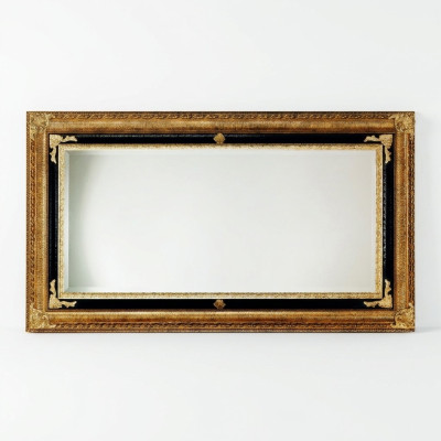 Miroir mural classique avec cadre en bois Meuble miroir 107x197 Cadre en verre doré pour mur