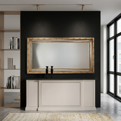 Miroir mural classique avec cadre en bois Meuble miroir 94x184 Cadre en verre Meuble mural