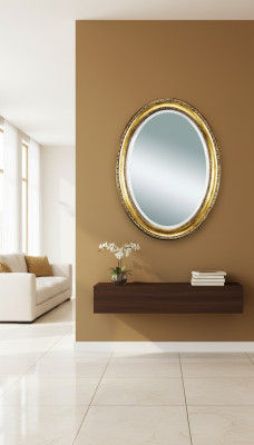 Méduse Miroir ovale Design de salle de bain Miroir mural rond Cadre en bois baroque rococo rond
