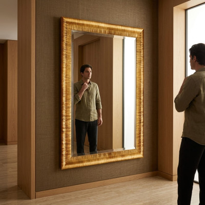 Miroir Miroir mural Miroir d'entrée Salle de bain Couloir Décoration en bois Miroir mural Meubles