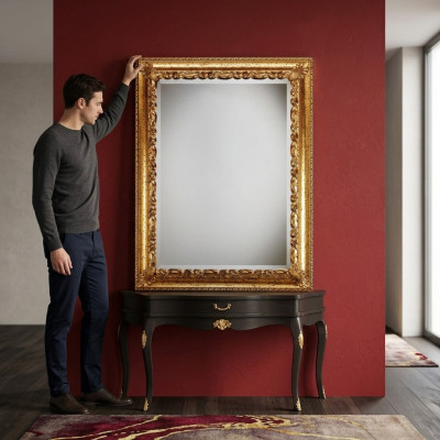 Miroir mural Design xxl Miroir mural en bois massif Miroir suspendu Meubles de luxe Baroque