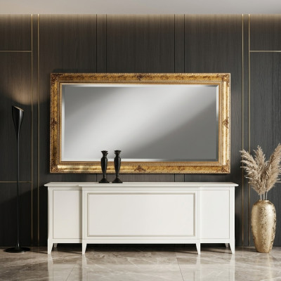 Miroir mural Cadre en bois Miroir suspendu Miroir doré Miroir mural Salon nouveau