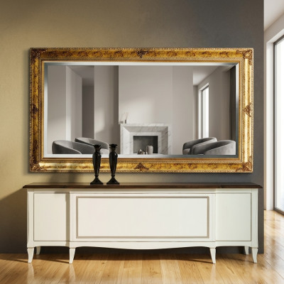 Miroir mural design classique Retro Baroque Rococo avec cadre en bois doré.