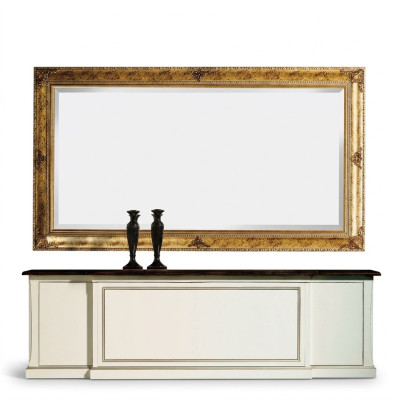Miroir mural design classique Retro Baroque Rococo avec cadre en bois doré.