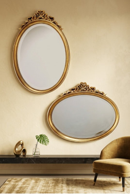 Miroir mural ovale de 67x77cm au design classique r Miroir suspendu rococo baroque