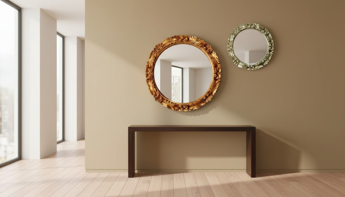 Miroir mural moderne de grande taille Cadre en bois véritable Miroir suspendu Meubles de luxe