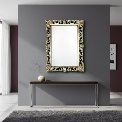 Salon Miroir Miroir mural Designer Couloir Salle de bain Bois Verre Design 113x113 nouveau