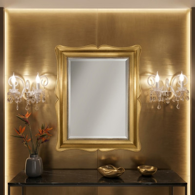 Meubles miroir baroque classique Miroir mural bois 85x105 Cadre en verre murale or