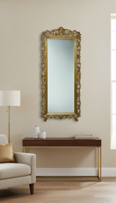 Miroir mural classique grand miroir Miroir suspendu de luxe en bois doré Porte-manteau SP6480