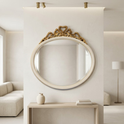 Miroir de couloir Miroir Miroir mural Salle de bains Rond Bois Décoration murale Miroir Baroque