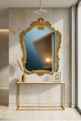 Miroir Miroir mural Baroque Rococo Planchers Salon Salle de bain Bois Verre Design SP7560